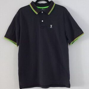 PSYCHO BUNNY black polo with lime green details